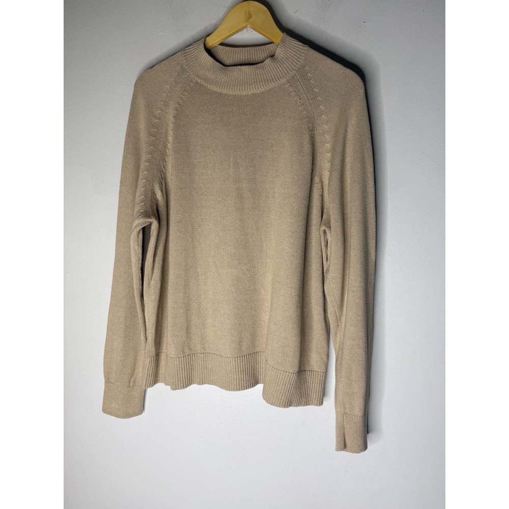 Quince Organic Cotton mock neck Sweater Cream large